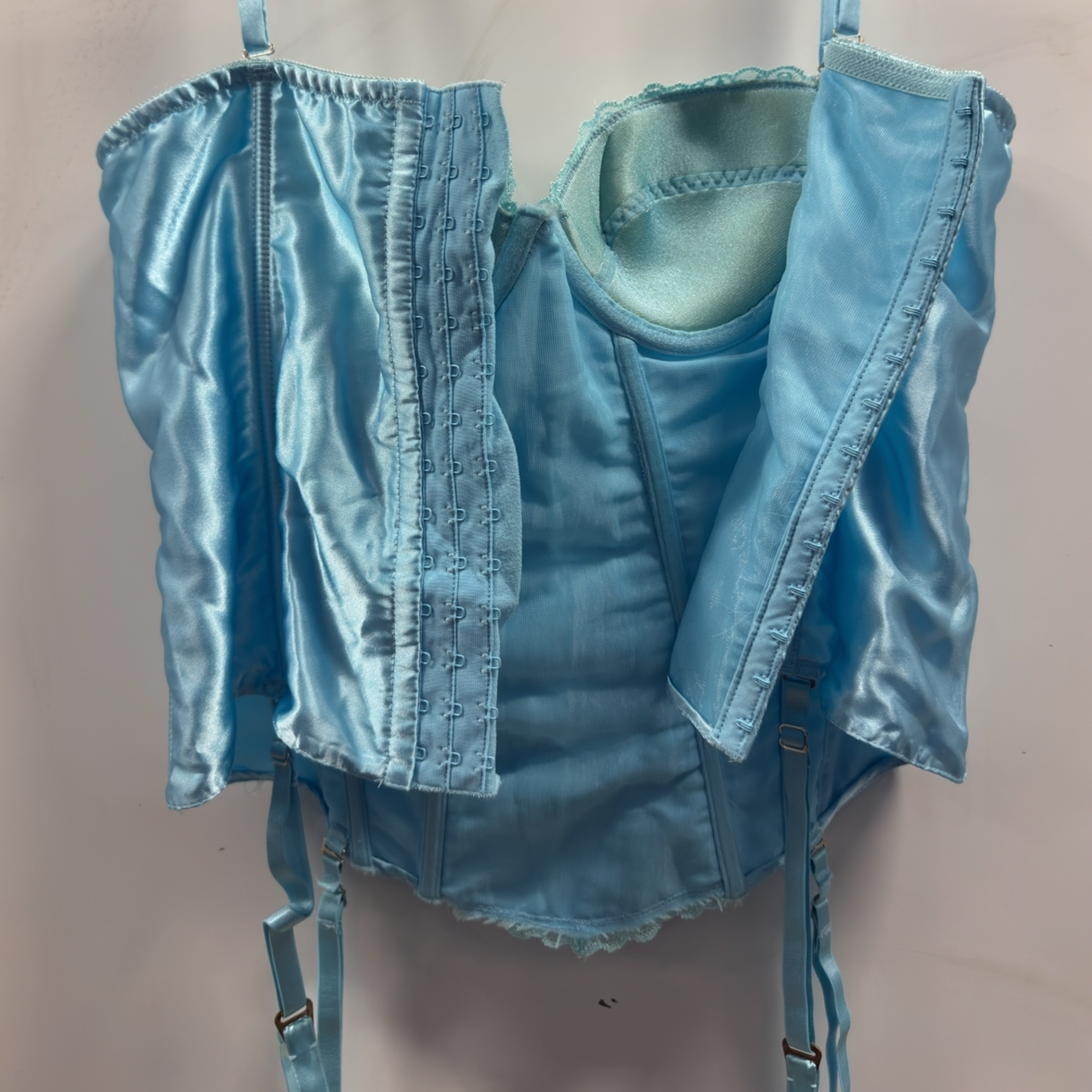 Frederick’s of Hollywood Baby Blue Lace Corset Bustier – Size 38