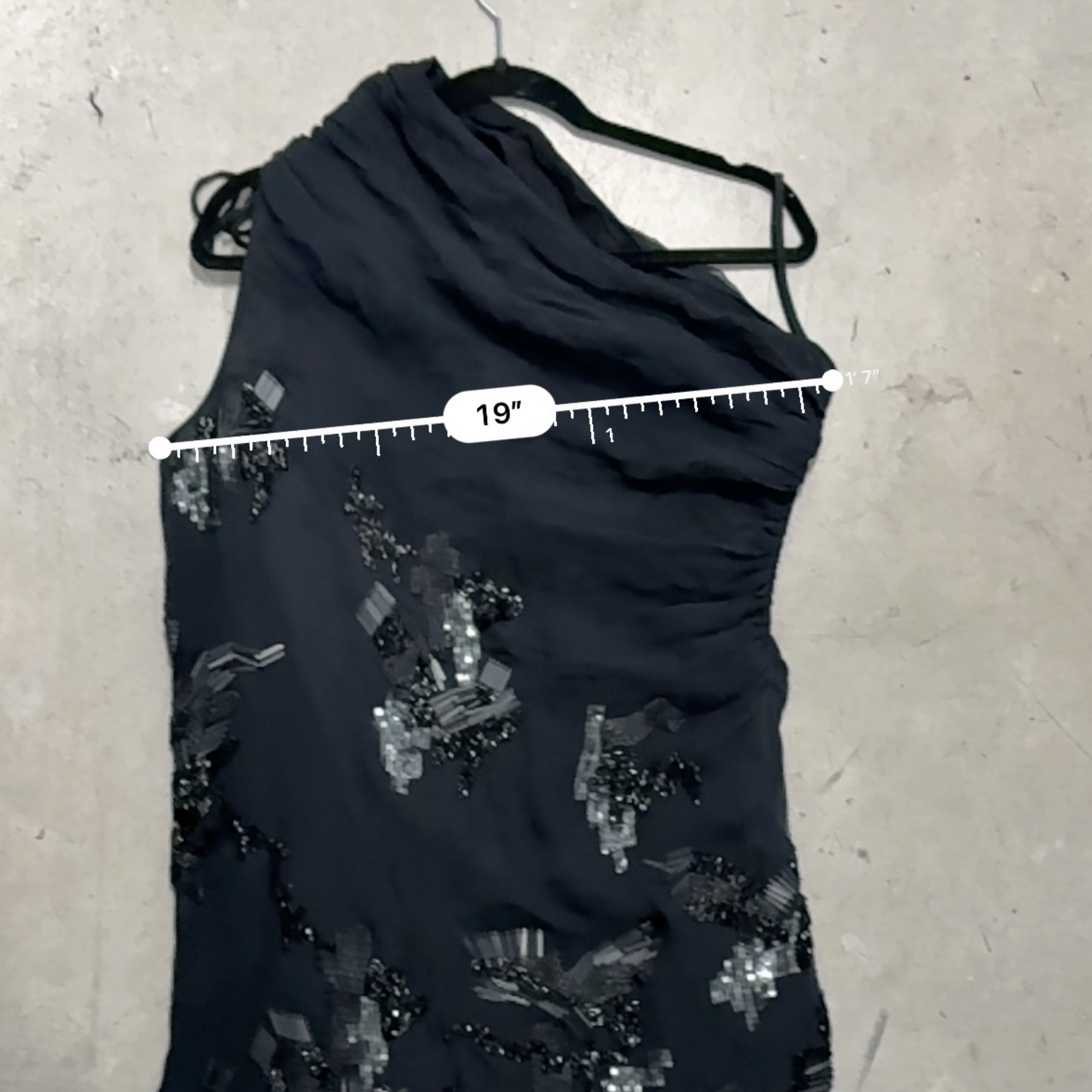 AllSaints Stallinya Silk One-Shoulder Sequin Mini Dress – M/L