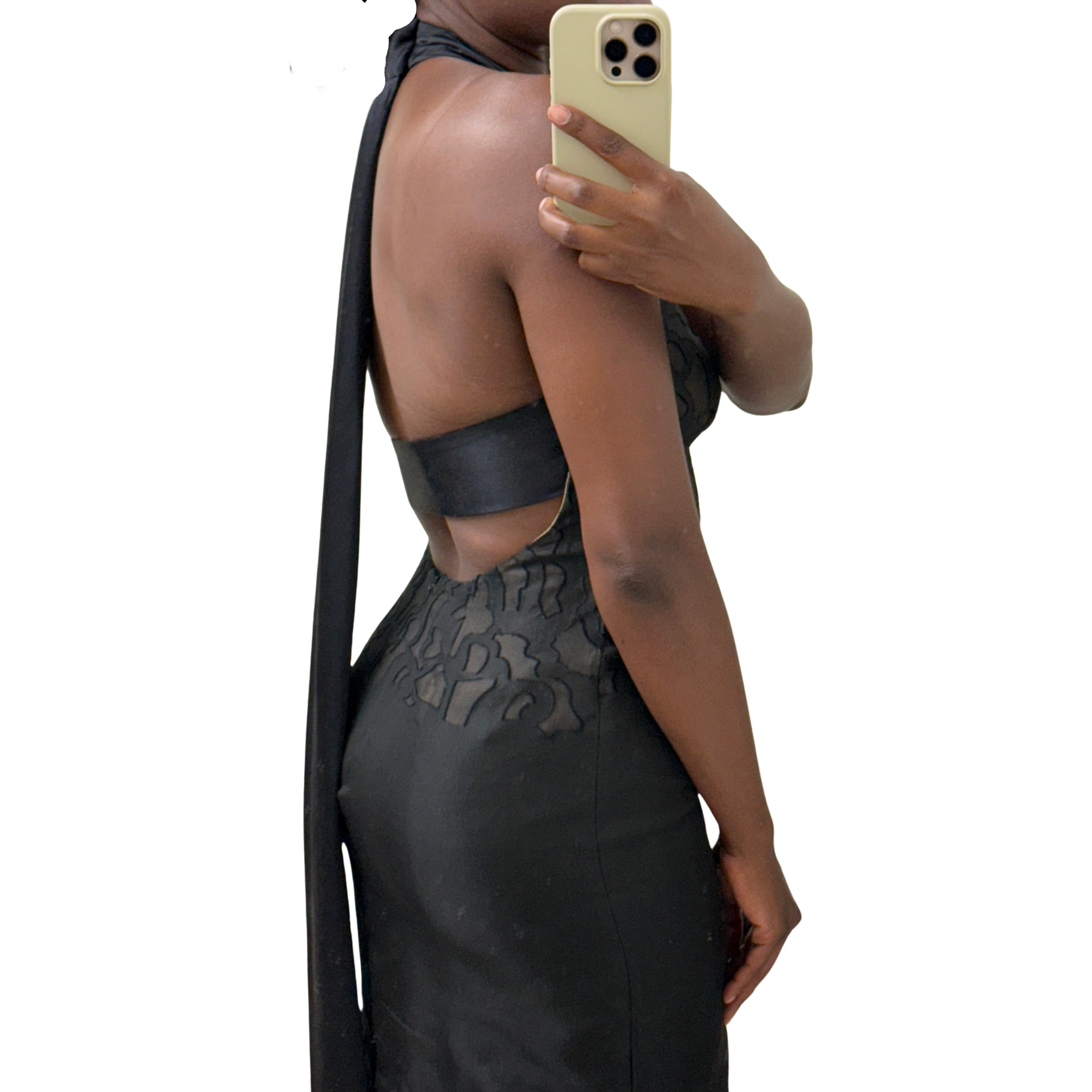 Backless Black Couture Gown Floor Sash - 2/4