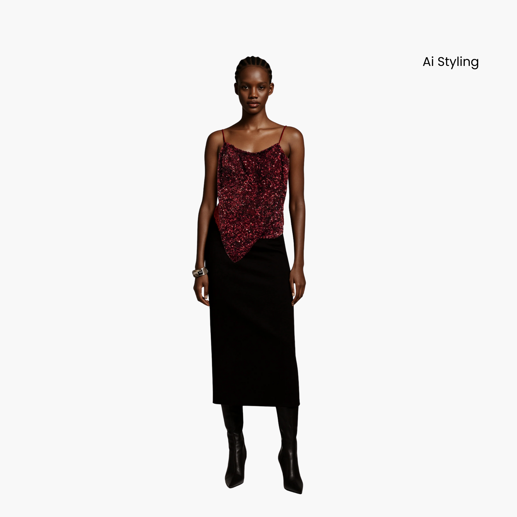 Cache Red Sequin Cami Top – Size M