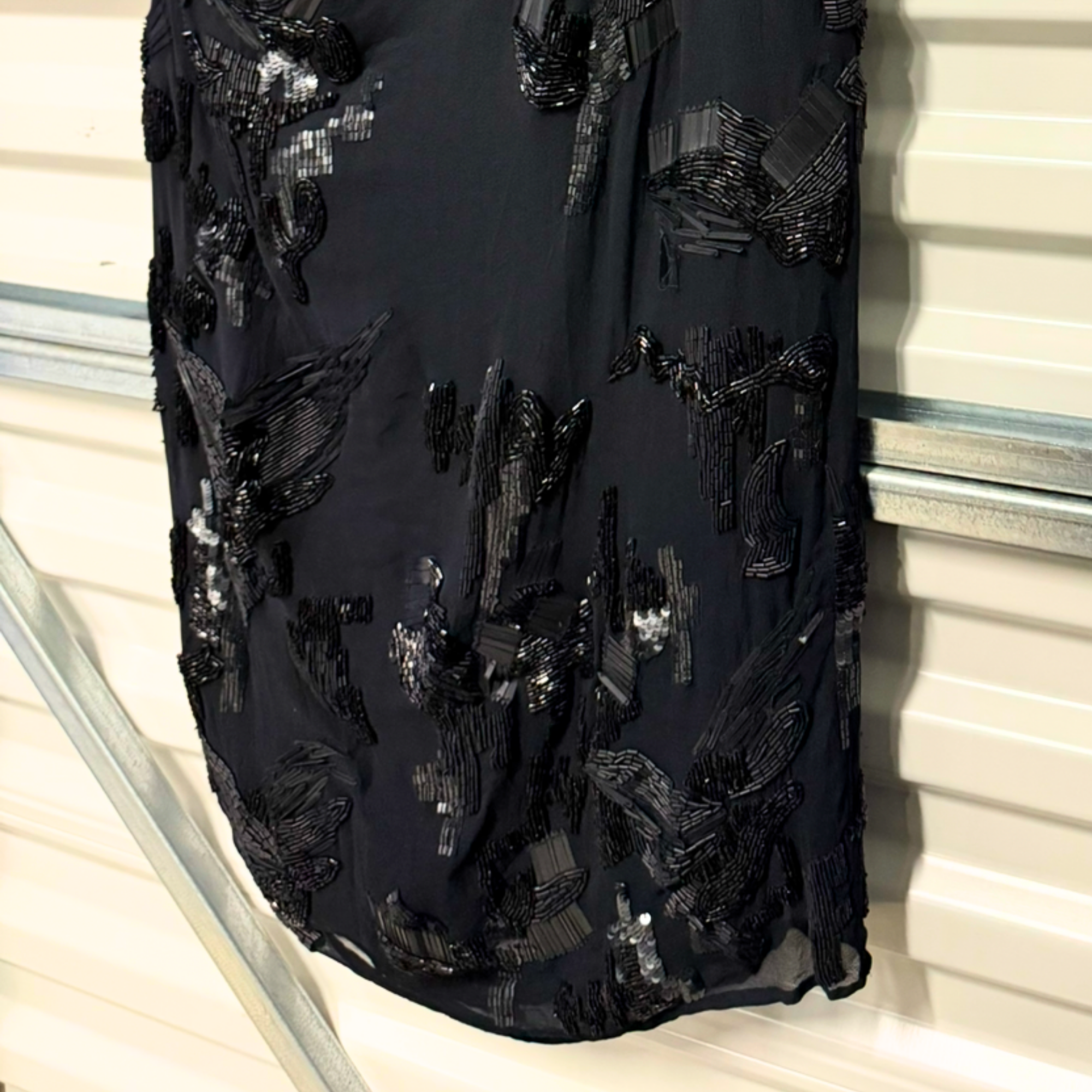 AllSaints Stallinya Silk One-Shoulder Sequin Mini Dress – M/L