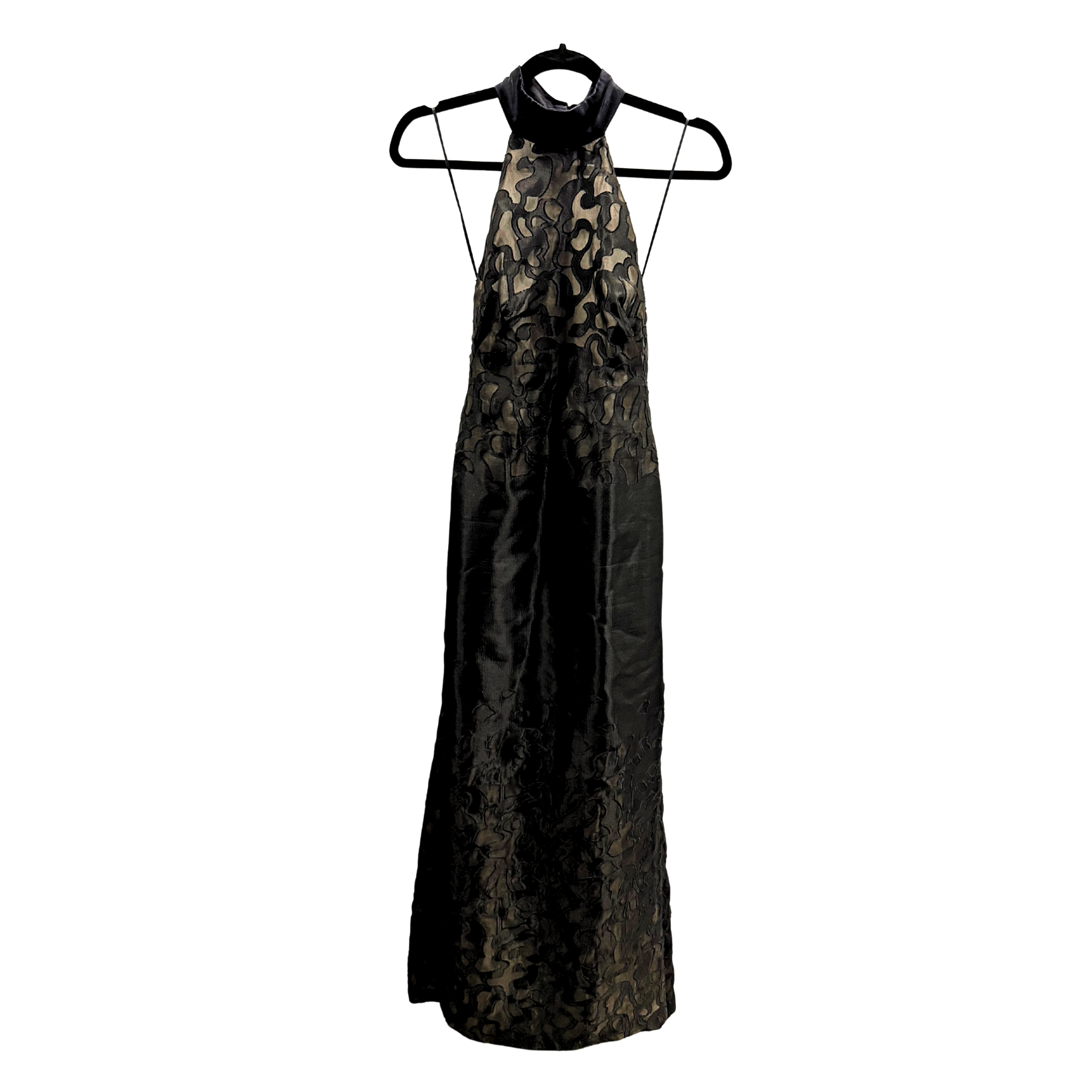 Backless Black Couture Gown Floor Sash - 2/4