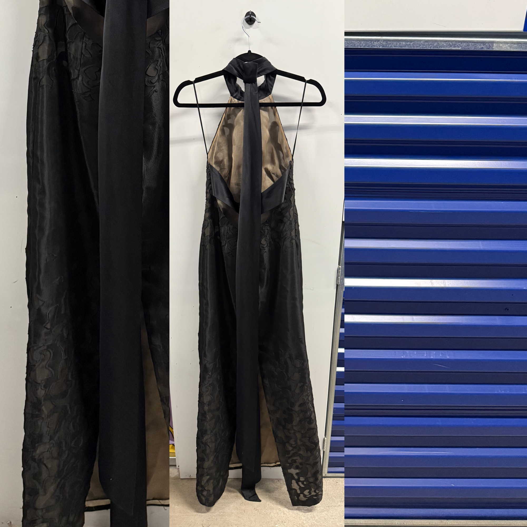 Backless Black Couture Gown Floor Sash - 2/4