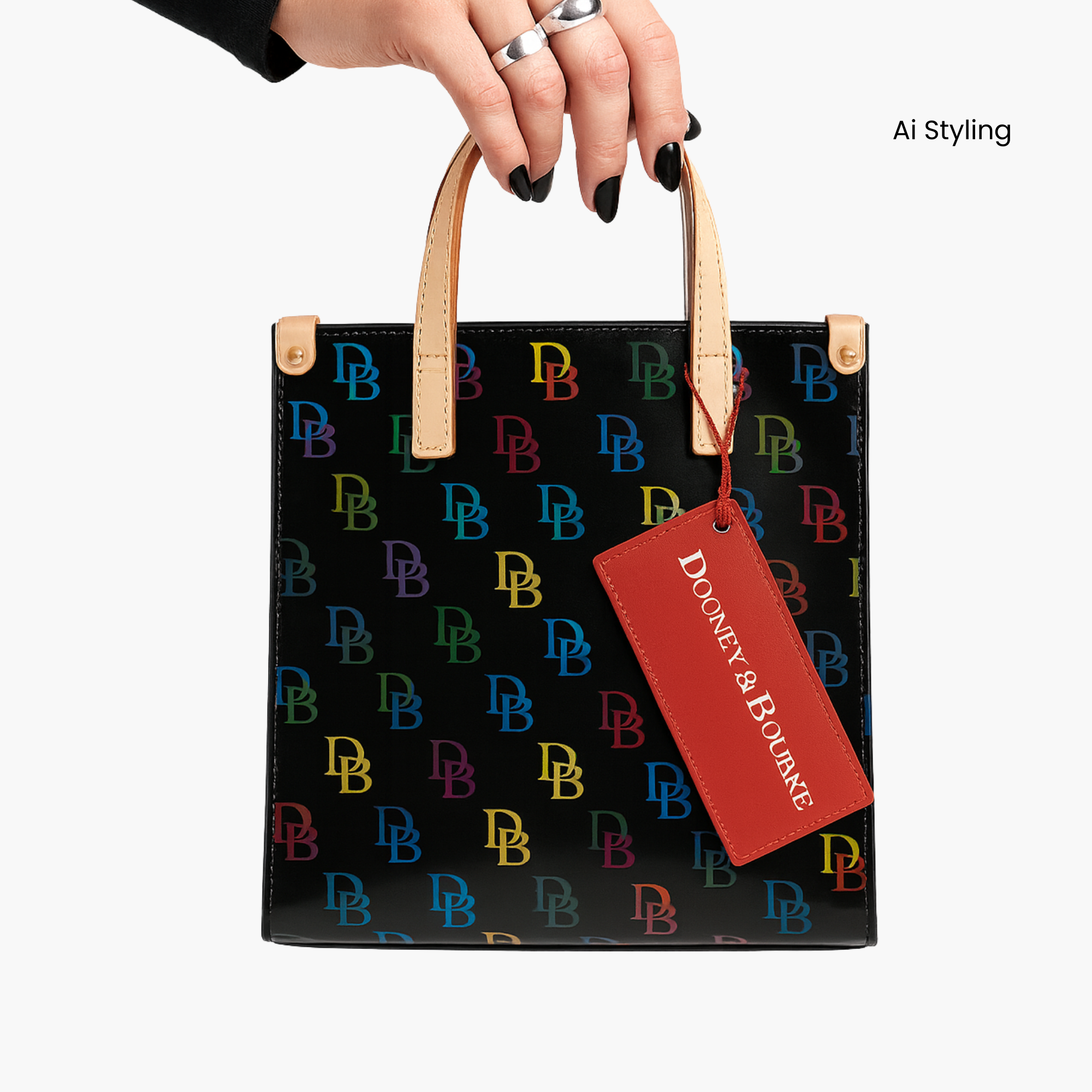 Dooney & Bourke Black Multicolor Logo Tote Bag – New